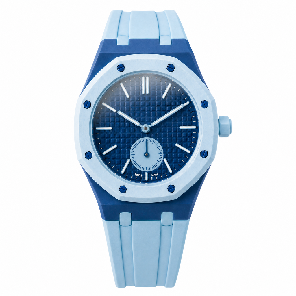 Strap Lan Ba compatible Royal Pop Swatch x Audemars Piguet, bracelet bioceramic bleu marine (2)