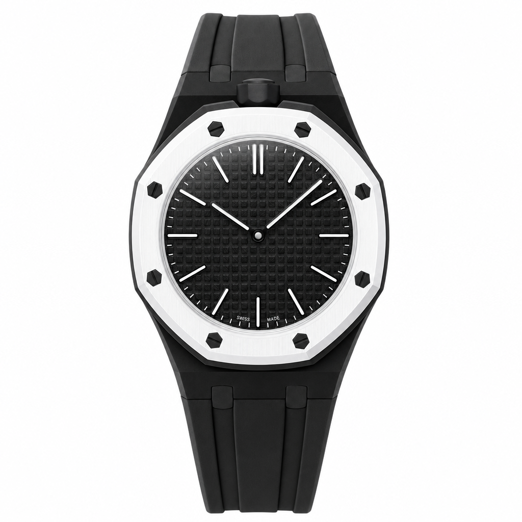 Strap Ocho Negro compatible Royal Pop Swatch x Audemars Piguet, bracelet bioceramic noir (2)