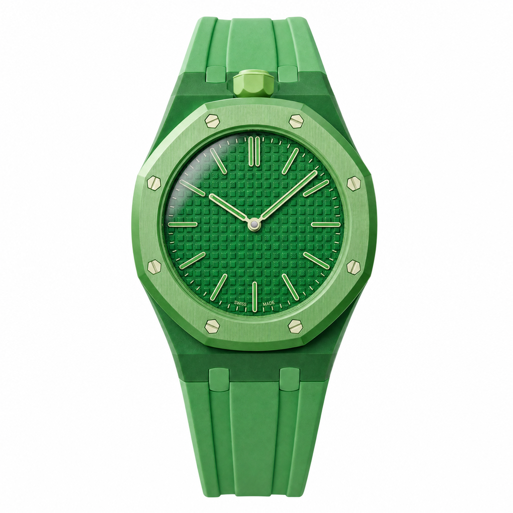 Strap Green Eight compatible Royal Pop Swatch x Audemars Piguet, bracelet bioceramic vert (2)